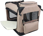 EliteField 3-Door Folding Soft Dog Crate with Carrying Bag and Fleece Bed (2 Year Warranty), Indoor & Outdoor Pet Home (30" L x 21" W x 24" H, Khaki)