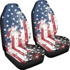 Car Seat Covers Set Front Seats Only 2 Pack Universal Fit Most Truck SUV Vans Auto Accessories Interior Cushion Protector（Creative American Flag Print 2）