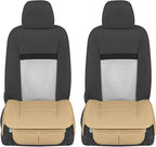 Motor Trend Seat Covers for Cars Trucks SUV, Faux Leather Beige Padded Seat Covers with Storage Pockets, Premium Interior Car Seat Cover, 2 x Front Seat Covers