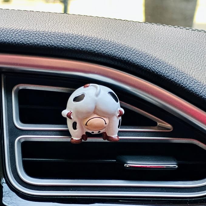 Funny Peeking Cow Car Air Freshener Car Vent Decoration with Natural Scent Tablet and Refill, Car Aromatherapy and Interior Decoration