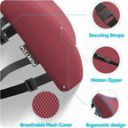 FORTEM Lumbar Support Pillow for Office Chair, Lumbar Support Pillow for Car, Back Rest for Gaming, Memory Foam Pillow, Desk Chair Cushion, Breathable & Washable Cover, Adjustable Straps