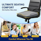 kingphenix Car Seat Cushion – Memory Foam Pad for Driving Comfort – Boosts Height and Relieves Coccyx & Lower Back Pain – Car, Truck, Office Chair (Leather & 4D Mesh Gray)