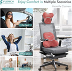 FLORICH Car Lumbar Support Pillow and Neck Headrest Pillow for Office Chair, Ergonomic Memory Foam, Relieves Neck, Back Pain, Pressure-Relieving Back Support for Car, Office Chair & Wheelchair – Red