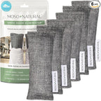 Moso Natural Shoe Deodorizer Insert (3 Pack) Charcoal Odor Absorber for Shoes, Gym Bag & Boot Deodorizer, Long-Lasting Shoe Odor Elimination, Unscented Air Purifying Bags (Two Per Pack. 6 Total)