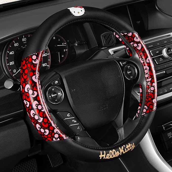 Hello Kitty Steering Wheel Cover, Official Sanrio Car Steering Wheel Cover with Easy Clip-on Car Air Freshener – Cute and Long-Lasting Hello Kitty Air Freshener for Car, Odor Eliminator, Fun Scents