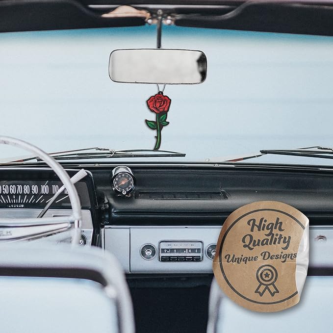 Rose Car Air Freshener 6 Pack Scented With Essential Oils By Fresh Fresheners