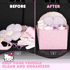 Sanrio Hello Kitty Car Trunk Organizer & Steering Wheel Cover Set – Cute, Non-Slip, Soft Grip Car Accessories for Women – Collapsible Storage Bin for Groceries, Tools & Travel – 12.5"L x 12.5"W x 9"H