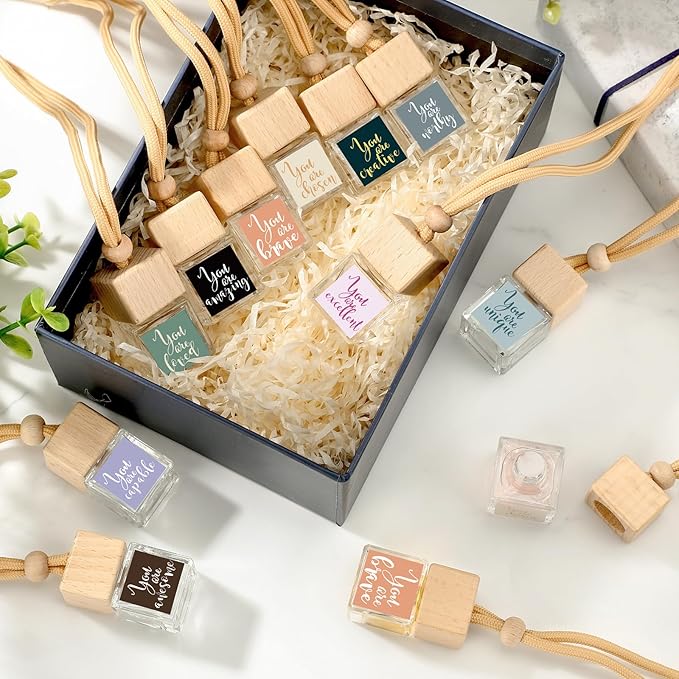 30 Pcs Appreciation Gifts Bulk Empty Car Diffuser Air Freshener Hanging Ornament Glass Essential Oil Diffuser Inspirational Gift for Teacher Employee Staff Nurse
