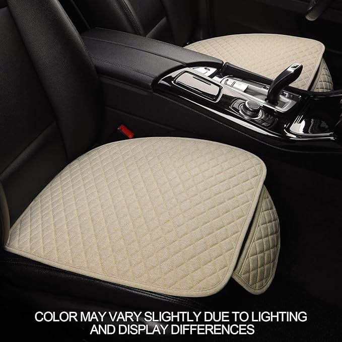 West Llama Linen Car Seat Covers,Bottom Seat Covers for Cars Include 1 Pair Front Driver Seat Pad Mat and 1 Rear Bench Cover for SUVs,Cars,Sedans(3Piece-Beige)