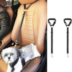 PawsPawty 2 Pack Headrest Dog Car Safety Seat Belt Adjustable Nylon Fabric Car Leash Vehicle Seatbelts Harness for Dogs 2-in-1 Leash and Restraint