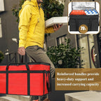 PEASUG 2 Pcs Insulated Bags for Food Delivery, XXXL Pizza Delivery Bags, Large Capacity Cooler Bag Keep Food Warm for Grocery Shopping and Catering, Foldable, Heavy-Duty (Red+ Black)