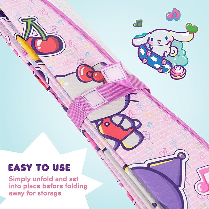 Carbella Hello Kitty and Friends Car Windshield Sun Shade, Official Sanrio Accordion Style Sunshade for Car Window, Cute Car Sun Shade Windshield, Hello Kitty Car Accessories for Women (HK & Friends)