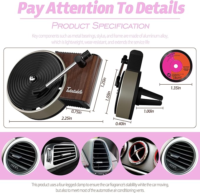 Personalized Custom Car Air Freshener, Double Sided Custom Photo, Record Player Shaped Fragrance Vent Clip, Unique and Cute Car Interior (Customize, 12PCS3)