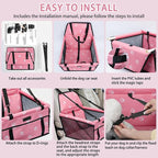 PetsHome Dog Car Seat Foldable Dog Car Booster Seat Waterproof Breathable Oxford Travel Bag for Small to Medium Dogs, Puppies, and Pets-Footprint Pink