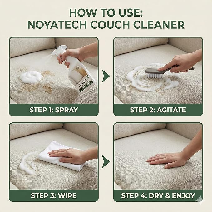 Travel size Couch Cleaner and Stain Remover. For sofas, car upholstery, carpets, rugs, mattresses, dining chairs, all Fabrics. Safe, for kids and pets.