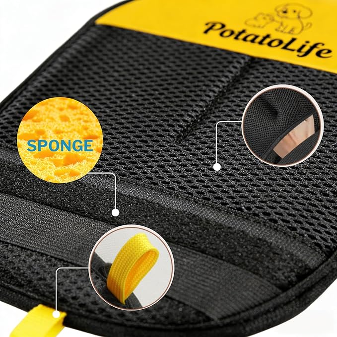 PotatoLife Pet Hair Removal Glove Upgraded Reusable Electrostatic Washable Fur Remover for Dogs Cats, Grooming Mitt for Couch, Sofa, Furniture, Carpet, Clothing and Car Seat, 2-Pack Large