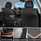 FLORICH Car Seat Covers Full Set, Universal Seat Cover 5 Seats, Automotive Seat Covers with Mesh Leather, Waterproof Car Seat Protector, Breathable Car Seat Cushion for Most Car SUV Truck, Orange