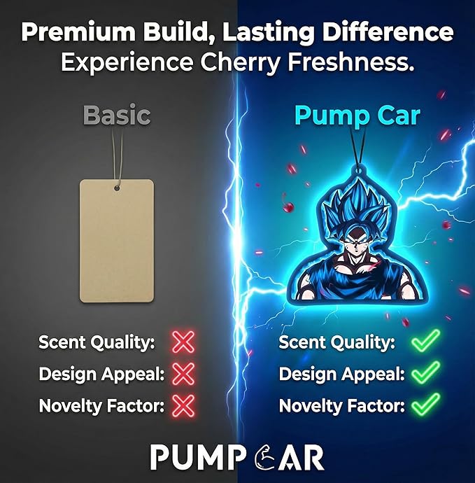 PumpCar car air freshener 2-piece double-sided Goku SSJ hanging cherry-scented anime dragon for rearview mirror Car Interior Accessories Household Gifts