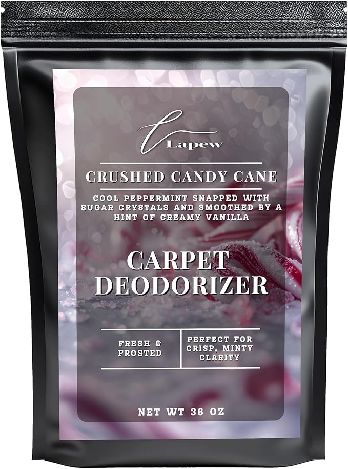 Lapew Crushed Candy Cane Carpet Deodorizer Powder - Pet Safe Freshener for Vacuuming | Scented Odor Eliminator for Home | 36 oz