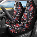 ELEQIN 250 Patriotic American Flag Car Front Seat Covers, 2 Pack Polyester Automotive Seat ProtectorsSoft & Breathable, Automotive Interior Accessories for Most Cars