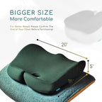 Orthopedic Coccyx Cushion for Tailbone Pain Relief, Sciatica and Back Pain - XL Memory Foam Seat Cushions for Office Chairs, Car, Gaming - Ergonomic Cushion with Removable Spare Cover (Green)