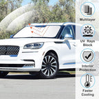 Windshield Sun Shade Custom Fit for 2020-2024 2025 2026 Lincoln Aviator Accessories Foldable Window Sunshade Sun Blocker Protect Car from Sun Rays & Heat Damage Keeps Car Cooler