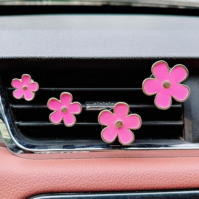 8pcs Cute Five-Petal Flower Car Air Vent Fragrance Clip Daisy Car Air Freshener Air Conditioning Outlet Clip Car Inter Decor (white pink, Ocean)