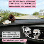 Gothic Skull Car Air Freshener Vent Clips with 2 Pads, Halloween Scented Car Accessories for Men Women, Automotive Interior Decor and Cool Car Fresheners for Men， Spooky Gift Idea-A8