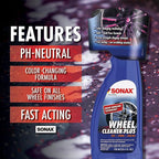 SONAX Wheel Cleaner Plus | Non-Acid Color Changing Formula for Effortless Removal of Brake Dust Grime and Dirt | Safe for All Wheels | Professional Strength Cleaner | 230705 | 25L