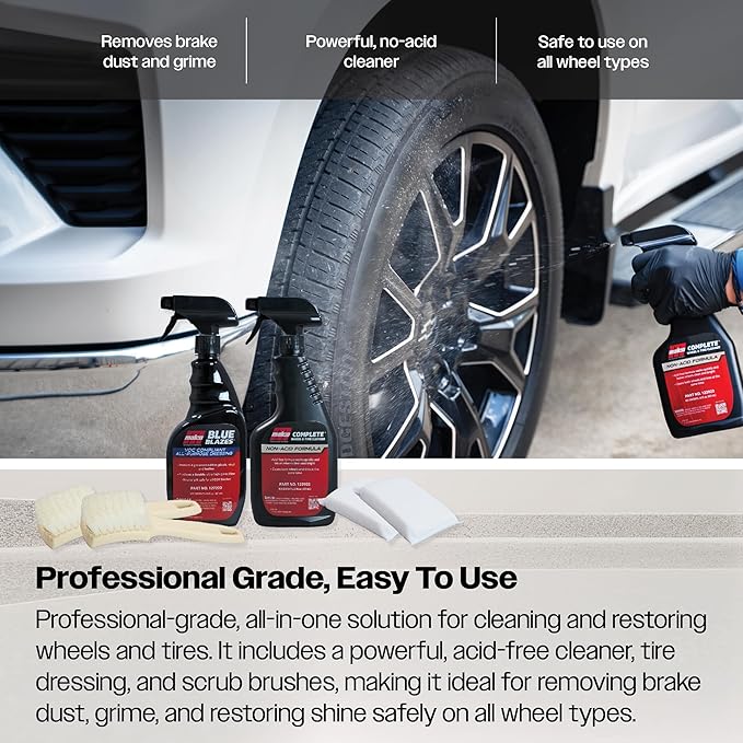 Malco Complete Wheel & Tire Cleaner – Fast Acting, Non-Acid Formula/Removes Dust, Grease, Oil, and Dirt from Entire Wheel / 16 oz. (122916)