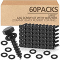 Tandefio 60 Pack 3/8''x 2'' Ceramic Black Lag Screw Kit with Washers Hex Lag Bolts Wood Screws Heavy Duty Hot Dip Galvanized Double Layer for Wood Decks Fences
