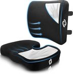Samsonite Ergonomic Seat Cushion and Lumbar Support Cushion Combo, Memory Foam Office Chair for Back Support, Car Seat and Wheelchair Ergonomic Pillow, Premium Home and Office Desk Accessories
