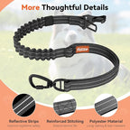 Dog Seat Belt, Dog Car Seat Belt Bungee, Car Harness for Pet with Buckle & Hook Latch, Safety Leash Vehicle, Adjustable Reflective Pet Vehicle Tether, 360° Swivel Lock Clasp, Black