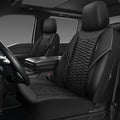 CAR PASS 3D Foam Linen Leather Car Seat Covers Front Seats,Piping Quilting Water Resistant Linen Front Seat Covers for Car,Universal Fit for SUV Truck Sedan Automotive,Armrest Airbag Compatible,Black