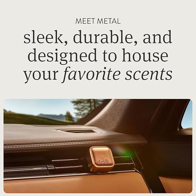 Drift Metal Vent Clip Starter Kit - Car Air Freshener - Scent Diffuser for Car - Metal Odor Eliminator - Pine