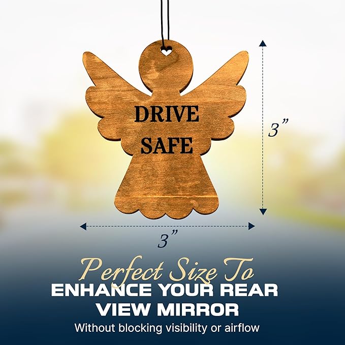 Car Fragrance for 365 Days FreshWood Drive Safe Ornament ❘ Rear View Air freshener ❘ Mirror Car Hanging Ornament ❘ Gift Idea for Him ❘ Gift Idea for Her ❘ Hand Made Car Essential