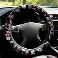 Halloween Ghost Steering Wheel Cover Car Accessories for Men Women with 2 Air Freshener, 15 Inch Anti-Slip Steering Wheel Covers Universal Fit