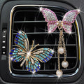 Blue and Pink Butterfly Air Vent Clip Accessories Air Conditioning Outlet Clip Car Air Freshener Dashboard Accessories Charm Car Inter Decor Cute Interior Accessories for Women (2 Pcs)