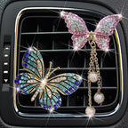 Blue and Pink Butterfly Air Vent Clip Accessories Air Conditioning Outlet Clip Car Air Freshener Dashboard Accessories Charm Car Inter Decor Cute Interior Accessories for Women (2 Pcs)
