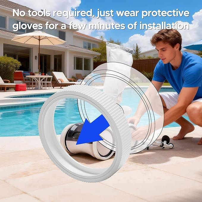 Funmit Upgraded Rubber Tire with Treads LLC1 Tire and 360007 Tire Replacement for Pentair Legend Pool Cleaner Wheel Rubber Tires Automatic Pool and Spa Cleaner (4 Pack)