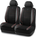 Skechers Air-Cooled Memory Foam Seat Covers,Thick Car Seat Covers,Leather Piping Car Seat Covers Front Seats,Airbag Compatible,Automotive Comfort Universal Fit Most Cars,Vans,Trucks,SUV,Red