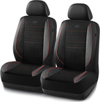 Skechers Air-Cooled Memory Foam Seat Covers,Thick Car Seat Covers,Leather Piping Car Seat Covers Front Seats,Airbag Compatible,Automotive Comfort Universal Fit Most Cars,Vans,Trucks,SUV,Red