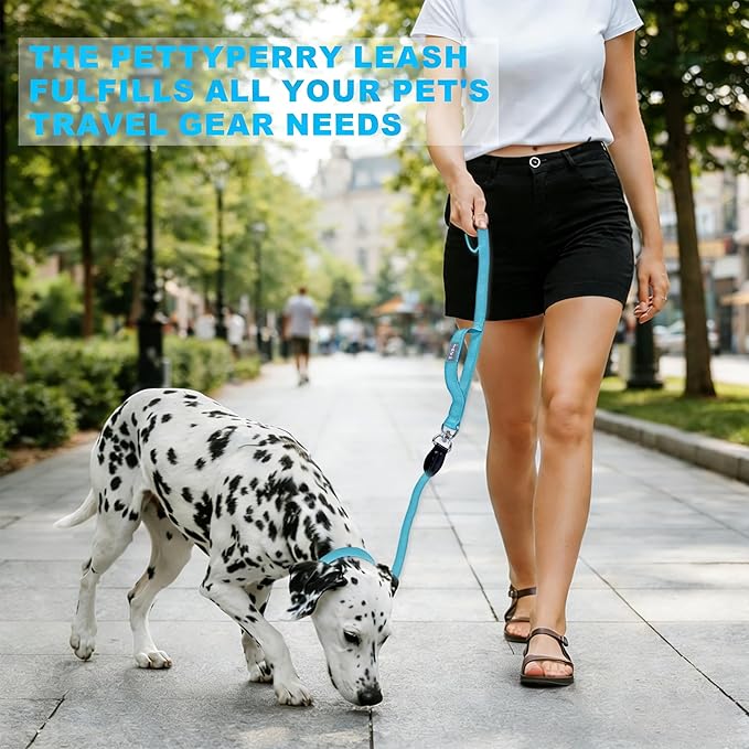 6FT Heavy Duty Dog Leash for Small Medium Large Dogs, Tangle Free Reflective Dog Training Leash with Double Handle, Seat Belt Buckle & Poop Bag Holder (Blue)