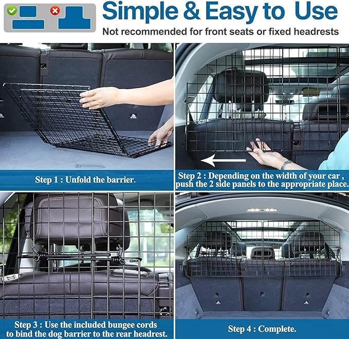 Dog Car Barrier for SUV Trunk Cargo Area, Foldable & Adjustable Car Divider and Cargo Gate to Keep Dogs in Back (Patent Design)
