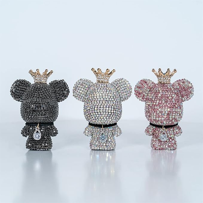 Pink Car Accessories, Bling Crystal Bear Car Air Freshener With Vent Clip,Rhinestone Aesthetic Car Decor Interior Decoration