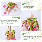 Crochet Car Air Freshener, 8 ml Empty Refillable Oil Diffuser Bottle with Hanging Crochet Red Daisies Plant & Hanging Tools, Car Rearview Mirror Diffuser for Wall Art & Home & Office Decoration