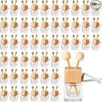 Zubebe 200 Pcs Car Diffuser Bottles Empty Bulk Vent Clip Car Air Freshener Diffuser for Essential Oil Perfume Glass Bottle with Wooden Caps Stick Fragrance Ornament (Clear)