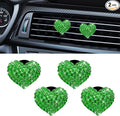 4PCS Bling Heart Air Vent Clips, Car Air Freshener for Women, Air Fresheners Diffuser Clip Charm, Car Air Conditioning Outlet Clip Decorative Accessory for Women Girls (Green, Style1)