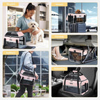 Lekereise Top-Expandable Pet Carrier 18x13x9.5 Inch Southwest Frontier Airline Approved Soft Sided Underseat to 15lbs Travel Carriers for Small Cats Dogs with Locking Safety Zippers Anti-Scratch Mesh