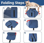 Petskd Portable Travel Litter Box for Cats with Lid and 10 pcs Liner Bags, Light Weight, Leak-Proof and Higher Sides for Road Trips, Hotel Stays, Car Travel(Blue)